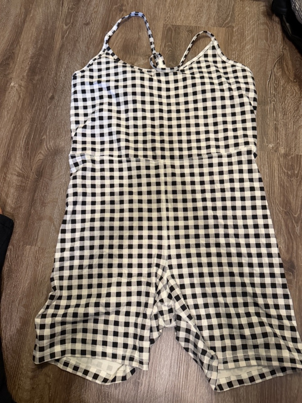 Old Navy Black and White Gingham Sleeveless Romper Shorts